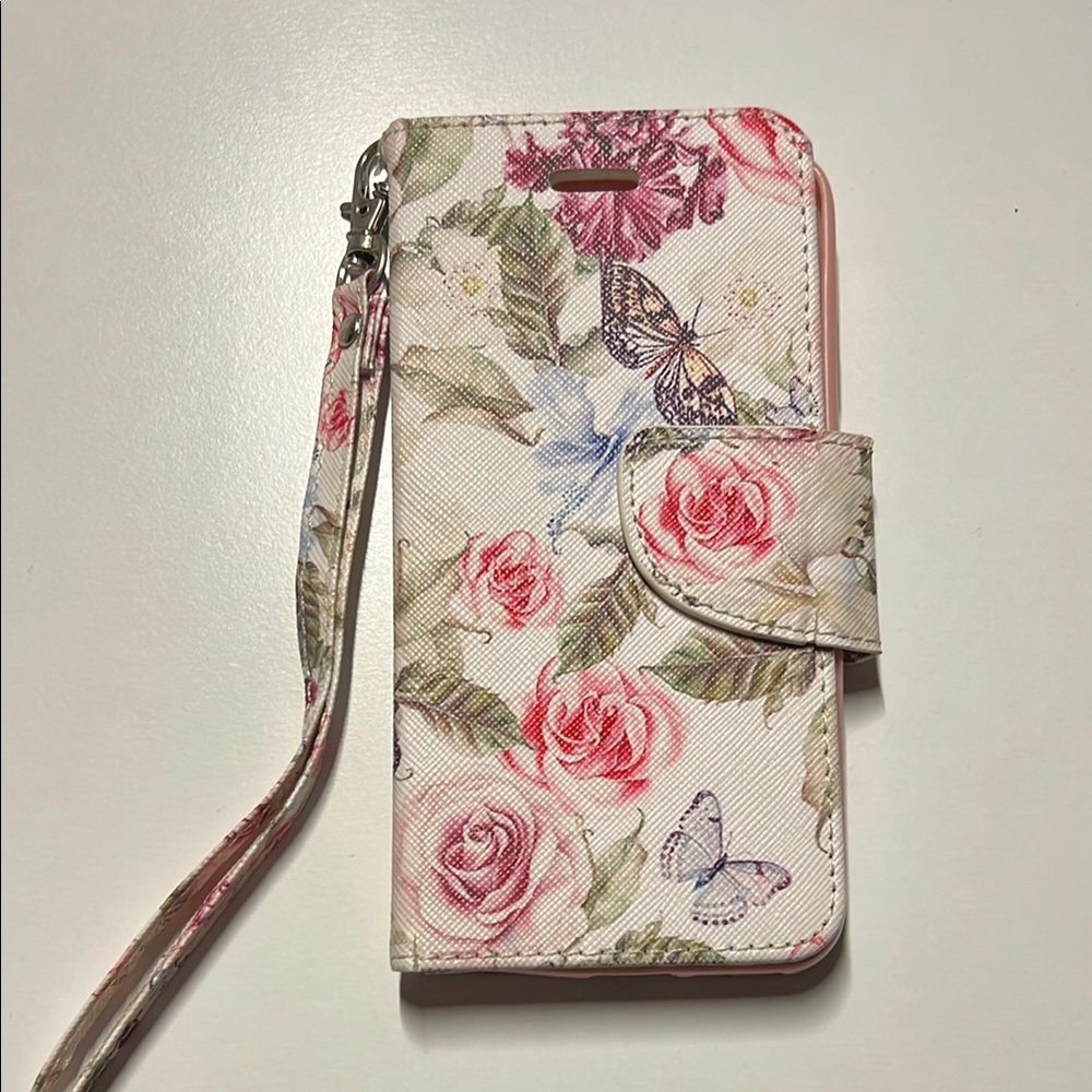 Floral Pattern Phone Case with Wrist Strap- iPhone 7